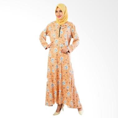 JCFashion Corak Bunga Variasi Seleting Flora Gamis Wanita - Orange