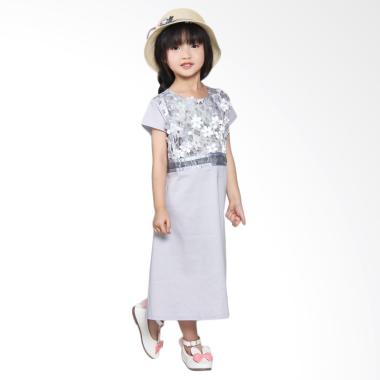 Versail S7330 Kids Junior Kombinasi Bunga Brukat Dress - Gray