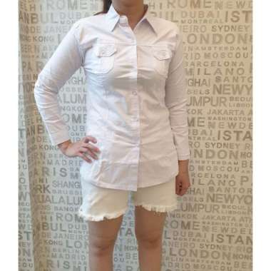 BH 570 kemeja bahan katun street karet bagus ukuran L dan XL dewasa new Putih L