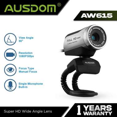 Ausdom AW615 Webcam 1080P Perak Plug & Play