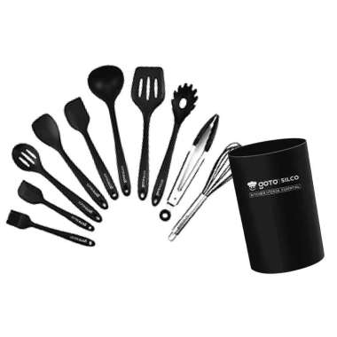 Goto Silco-Essential Kitchen Utensil 10in1 Spatula Set Capitan Dapur Black