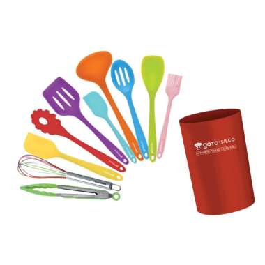 Goto Silco-Essential Kitchen Utensil 10in1 Spatula Set Capitan Dapur Rainbow