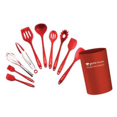 Goto Silco-Essential Kitchen Utensil 10in1 Spatula Set Capitan Dapur Red