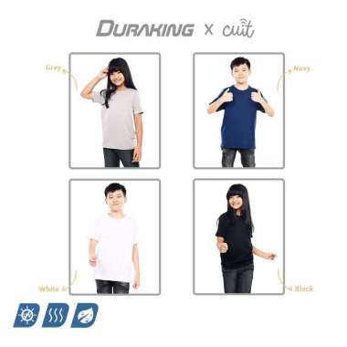 Duraking x Cuit Daily Wear Kids Cotton Supima Basic Tee Grey 8 tahun