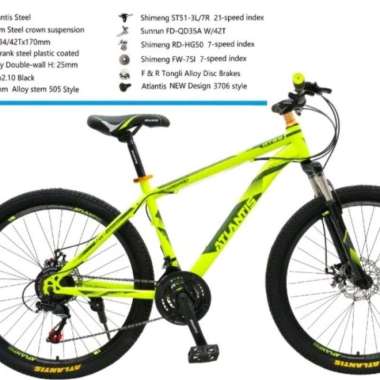 MTB 24 Inc Atlantis Rem cakram 3x7Speed