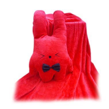 FusionHome Bunny dengan Pita Boneka Selimut - Red
