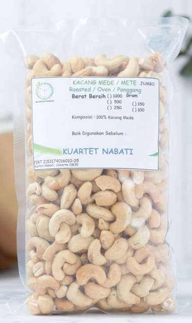 500gr Roasted Kuartet Nabati Kacang Mede Utuh Size Sedang - Besar- Mete Sulawesi Oven - Cashew Nut -