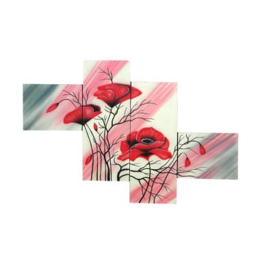 Lukisanku F45L Lukisan Bunga Canvas Painting