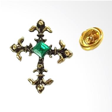 Houseofcuff Golden Gem Green Collar Bar Lapel Pin Bros Jas Aksesories Pria - Gold Gold