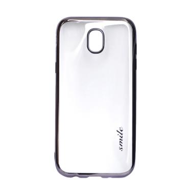 SMILE Ultrathin Shining List Chrome Softcase Casing for Samsung Galaxy J7 Plus - Black