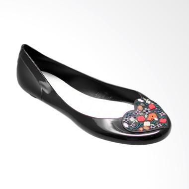 Bara-bara 823 Jelly Silikon Heart S ... andal Flat Wanita - Black