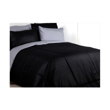 Ellenov Katun Rumbai Set Sprei - Hitam Abu
