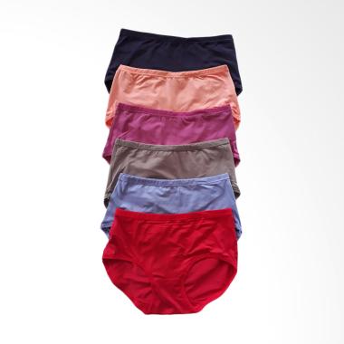 Aily 239 Polos Soft Cotton Celana Dalam Wanita - Multicolor [6 pcs] 2XL Multicolor