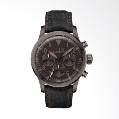 Condotti Pilota Multifunction Tali Leather Jam Tangan Pria - Hitam [CN1018-BR05-L03] Black