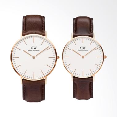 Daniel Wellington Couple Set Classi ... le - Coklat Tua Rose Gold