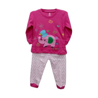 Gracie Motif Elephant Funny Baju Tidur Anak Perempuan - Fuschia
