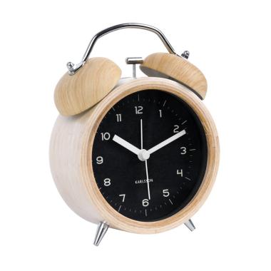 Karlsson Classic Bell Wood with Black Dial Alarm Clock