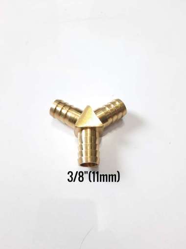 Nepel Cabang 3 Y KUNINGAN Sambungan Selang gas / Kompresor 11mm (3/8") (E511)