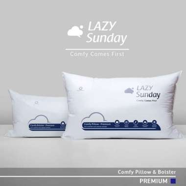 Paket 1 Bantal + 1 Guling Tidur - Comfy Premium - LAZY Sunday Putih Salju