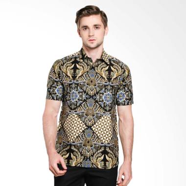 Jayashree Gama Slimfit Shortsleeve Kemeja Batik Pria - Black Blue