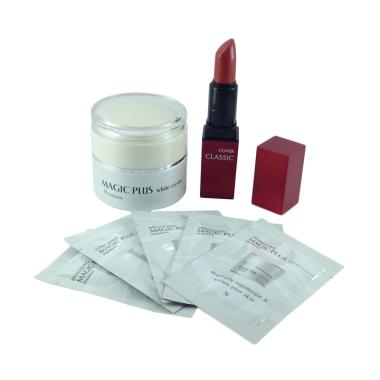 MAGIC PLUS Paket Natural White Crea ... lassic Lipstick Red Brown