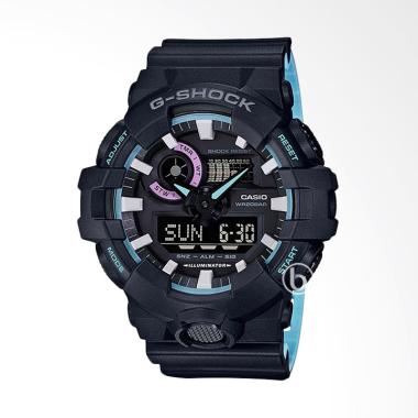 CASIO G-SHOCK Double LED Light Jam Tangan Pria - Black Blue [GAS-110PC-1A] Black