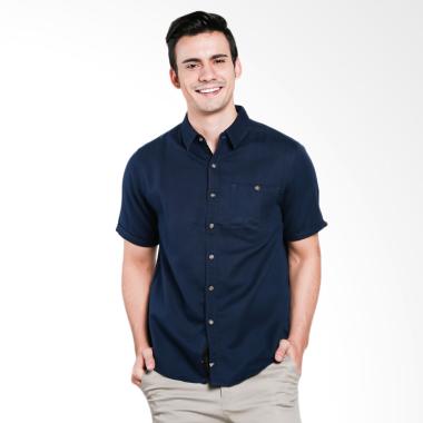 Triple Jeans Slim Fit Kemeja Pria - Navy [MS 256 NVY]