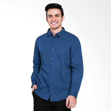 Triple Jeans Slim Fit Kemeja Pria - Navy  [LS 255 NVY]