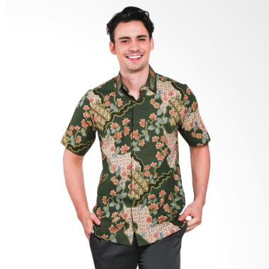 Batik Heritage Bunga Parang Serangk ... Kemeja Batik Pria - Hijau