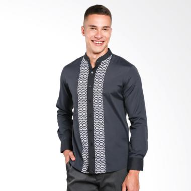 VM Slimfit Kemeja Muslim Tangan Panjang Baju Koko Pria - Abu Tua [D-032]