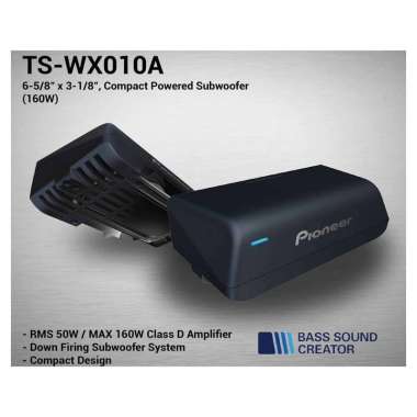 Pioneer TS-WX010A Compact Active Subwoofer Class D Amplifier Bass Creator Sound hitam