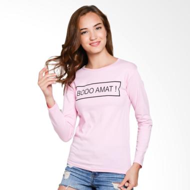 JCLOTHES Kaos Lengan Panjang Wanita Bodo Amat - Pink