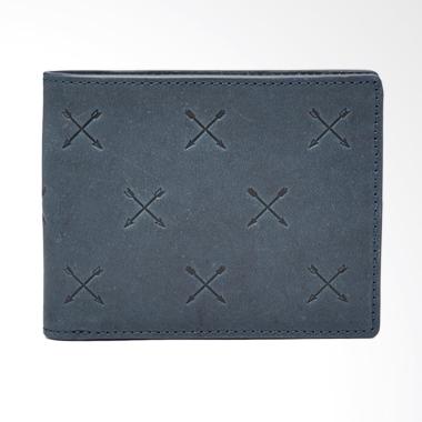 Fossil Maverick Leather Embossed Arrows Bifold Dompet Pria - Navy 