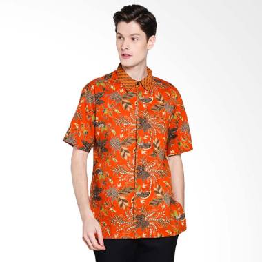 Batik Arjunaweda Men Bunga Miltonia Hem Batik Pria - Orange [53043028]