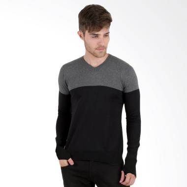 Elfs Shop Ariel 2 Tone Rajut Sweater Pria - Abu Tua