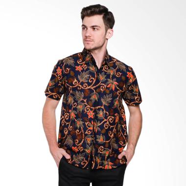 Batik Waskito Short Sleeve Cotton B ... tik Pria - Blue [HB 1083]