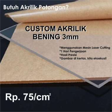 Akrilik Bening 3mm / Clear / Akrilik Lembaran / Jasa Potong Akrilik / Potongan Laser Akrilik