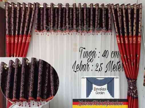 Zahra Gorden PONI TIRAI nya saja Blackout Tulip Print Emas Ungu merah