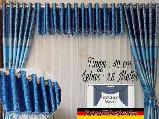 Zahra Gorden PONI TIRAI nya saja Blackout Tulip Print Emas Biru