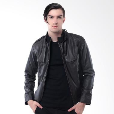 Crows Denim Trend Bikers Casual Style Jaket Kulit Pria - Coklat