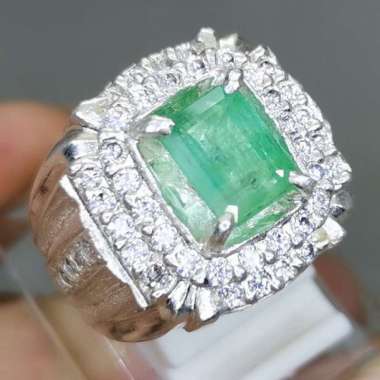 Batu Cincin Alami Natural Zamrud Emerald Ring Perak