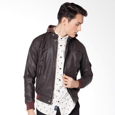 Crows Denim Leather Hoodie Jacket Biker - Brown