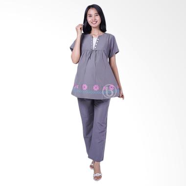 Mama Hamil STD 73 V Renda Rose Setelan Baju Ibu Hamil - Abu