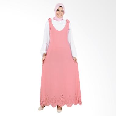 Okechuku Kristal Fashion Muslim Setelan Long Dress Gamis Wanita - Pink