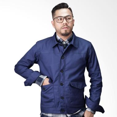 Elevant Coach's Trucker Jacket Pria - Blue