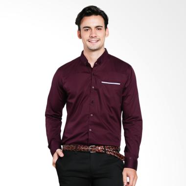 Red Cliff Smart Casual Plain Kemeja Pria - Maroon [6B3563AM,BM,CM,DM]