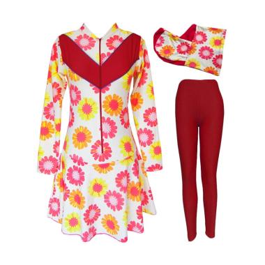 Rainy Collections Motif Bunga Crysant Baju Renang Muslim Dewasa