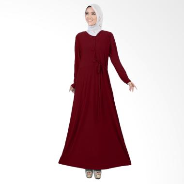 Jfashion Maxi Variasi Kancing Besar Long Dress Gamis - Tiara Maroon