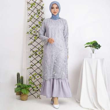 Gamis Muslim Wanita Terbaru 2021 Model FARASYA FULL Brukat Tile DEPAN BELAKANG Maxi Dress Pesta Kond