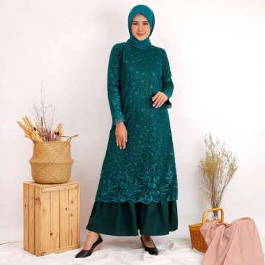 Gamis Muslim Wanita Terbaru 2021 Model FARASYA FULL Brukat Tile DEPAN BELAKANG Maxi Dress Pesta Kond